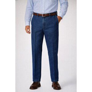 Haggar Big & Tall Denim Pants Classic Hidden Comfort Waistband 44W X 32L NWT